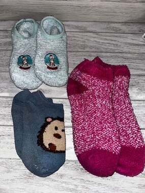 Assorted Women's Fuzzy Cozy Slipper Socks Lot of 3 Pairs